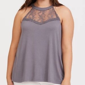Torrid - HIGH NECK GREY ILLUSION TANK